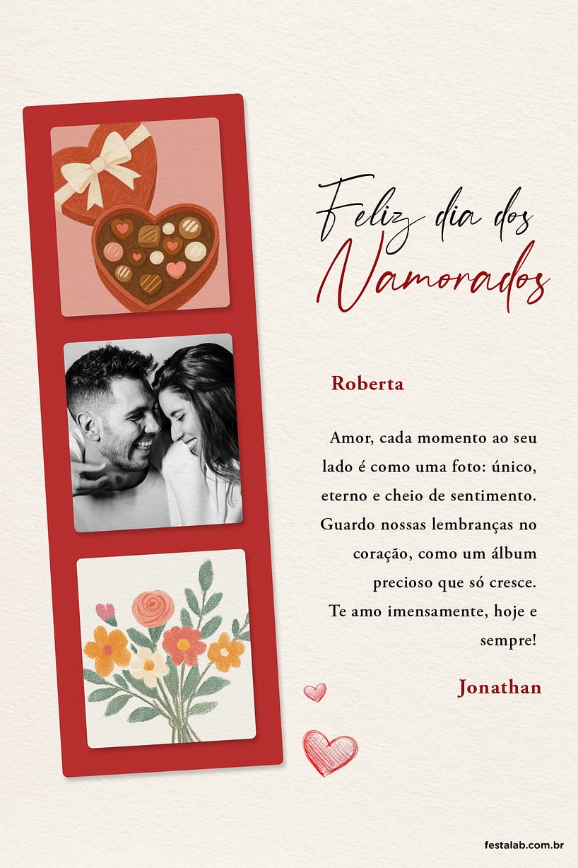 Crie seu Cartão de Ocasiões especiais - Polaroid do Amor com a Festalab