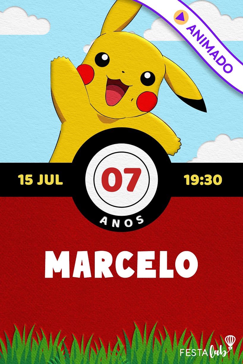 Modelo de Convite de Aniversario - Meu Pokemon Criar convite de aniversário - Meu Pokemon| FestaLab