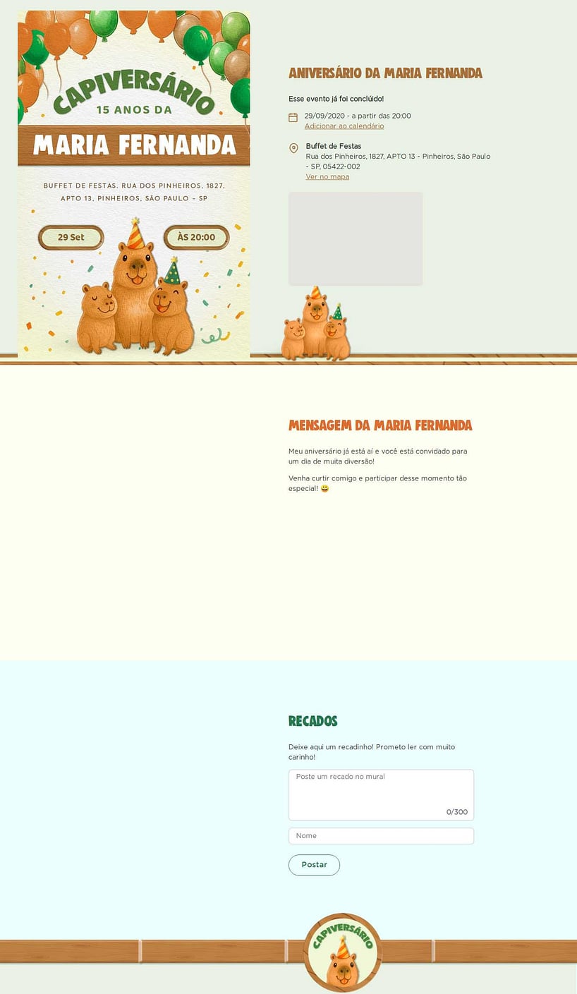 Convite online de aniversário - Capiversário| FestaLab