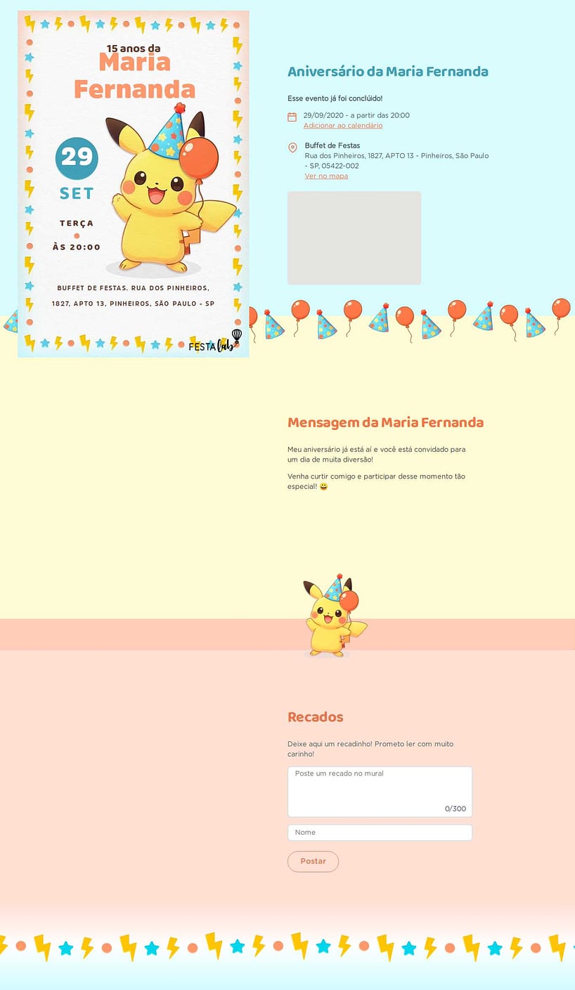 Convite online de aniversário - Pika Pikachu| FestaLab